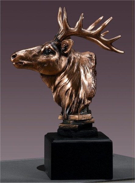Collectible Wildlife Figurine of a Portrait Bust of a Elk Statue